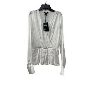 New Paige Size M Kaylynn top Blouse White W1165 Career Work Office **Stains**
